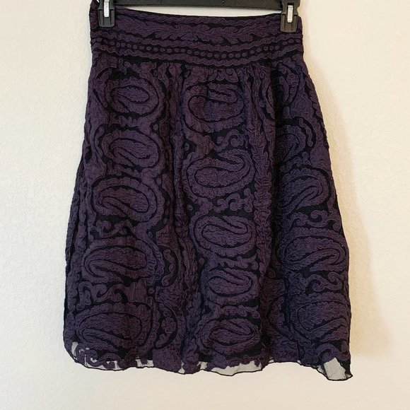 Anthropologie Odille Applique Purple Skirt - Picture 1 of 5